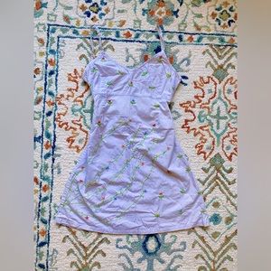 Cute Options Women’s Size Large hand embroidered dusty lilac Sun dress NWOT